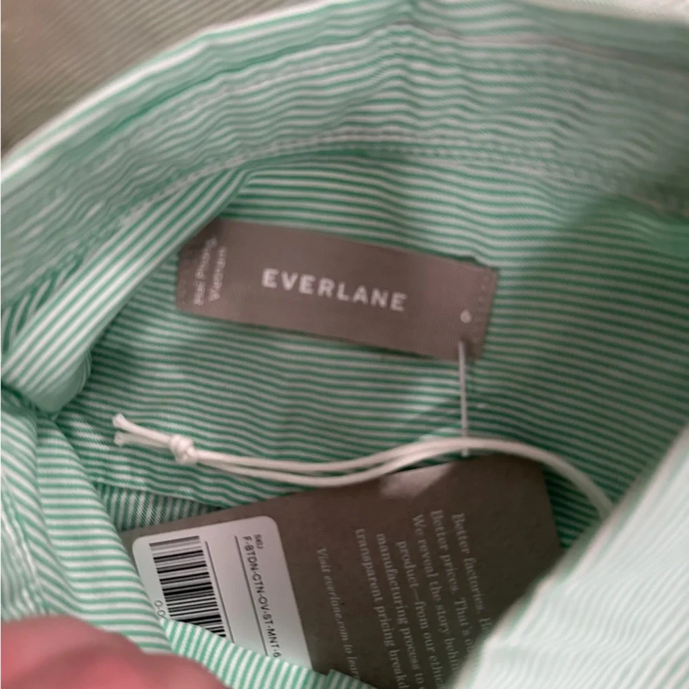 Everlane The Silky Cotton Relaxed Long Sleeve Button Down Shirt in Mint Green - Picture 5 of 5